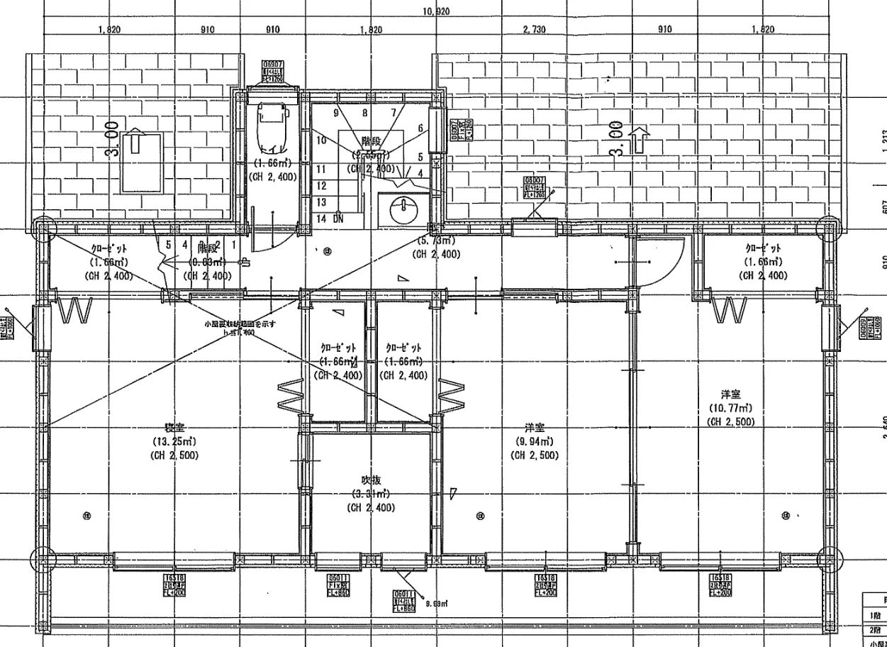 34.6坪 自然光あふれる南玄関の広々LDK住宅（小屋裏収納付） 2F 平面図原本